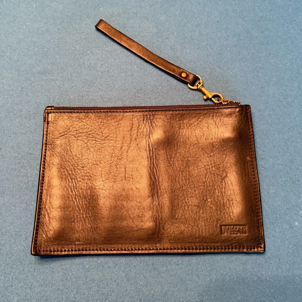 Black leather wristlet